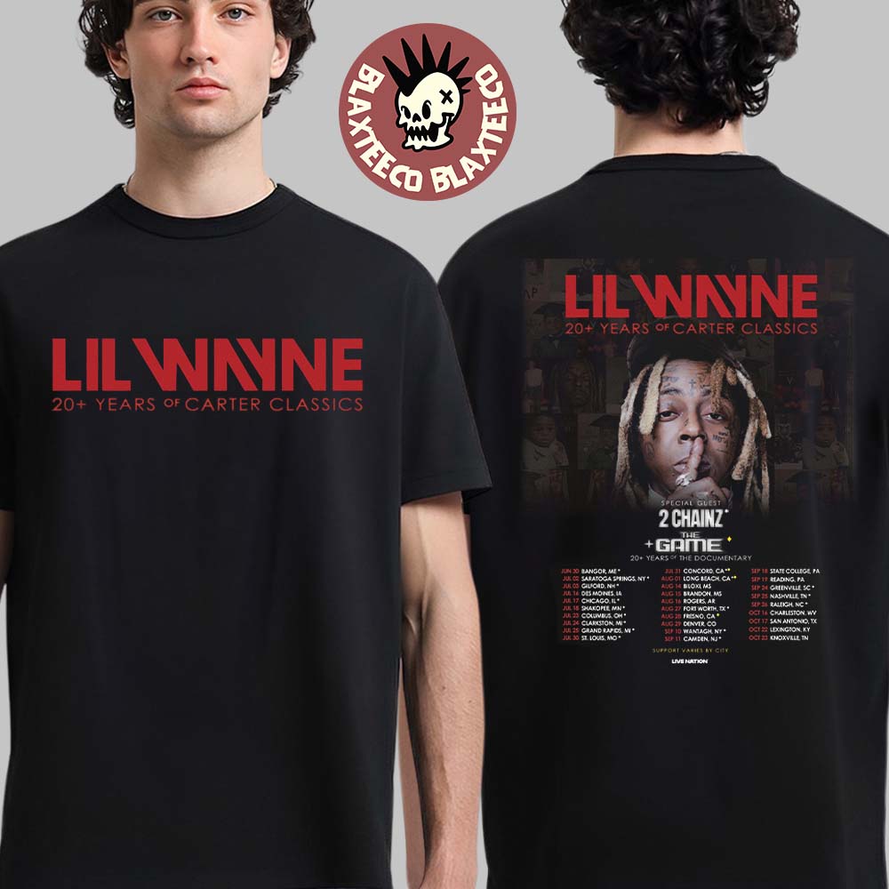 Lil Wayne 20 Years Of Carter Classics North America Tour Schedule Dates Two Sided T-Shirt