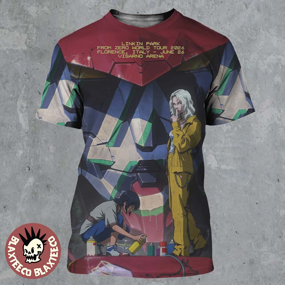 Linkin Park From Zero 2026 Tour Florence Italy Poster At Visarno On June 26 2026 Art By Maciej Kuciara And Daniels Gulbis All Over Print Shirt