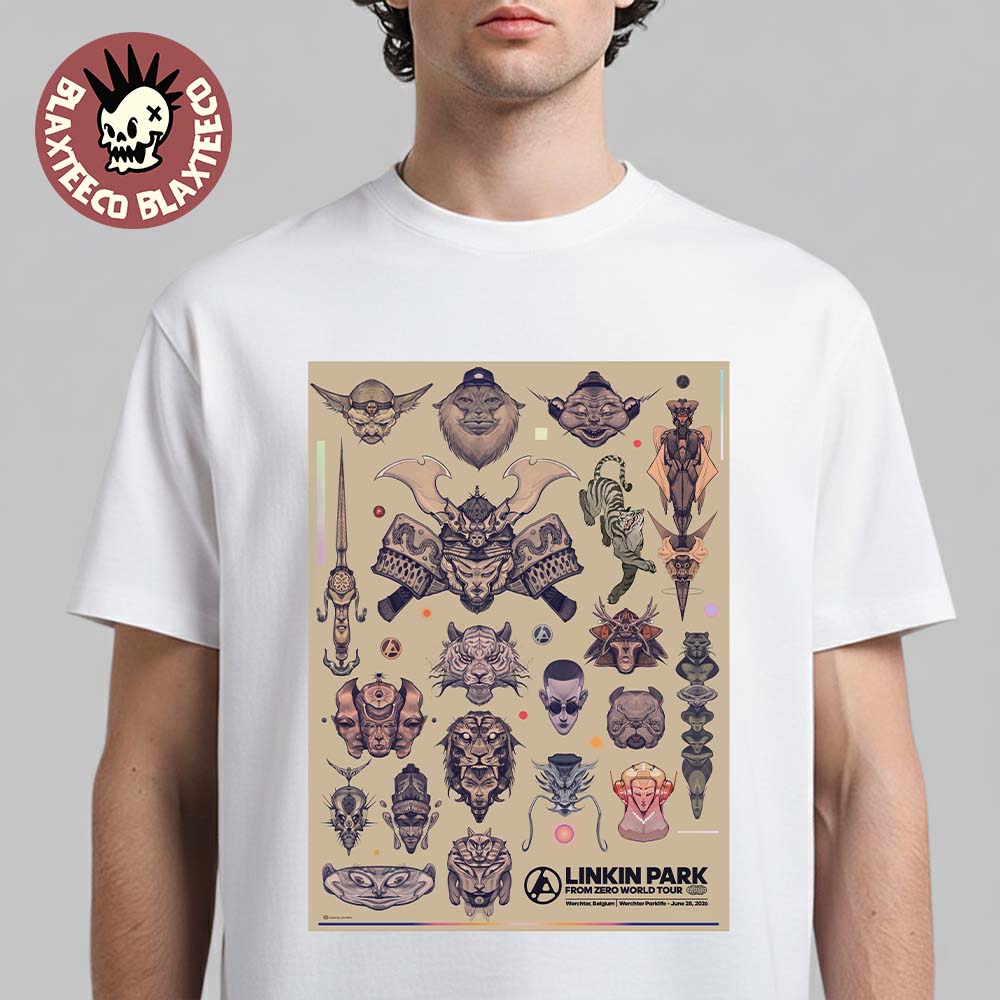 Linkin Park From Zero 2026 Tour Werchter Belgium Poster At Werchter Parklife On June 28 2026 Art By Jose Mertz T-Shirt
