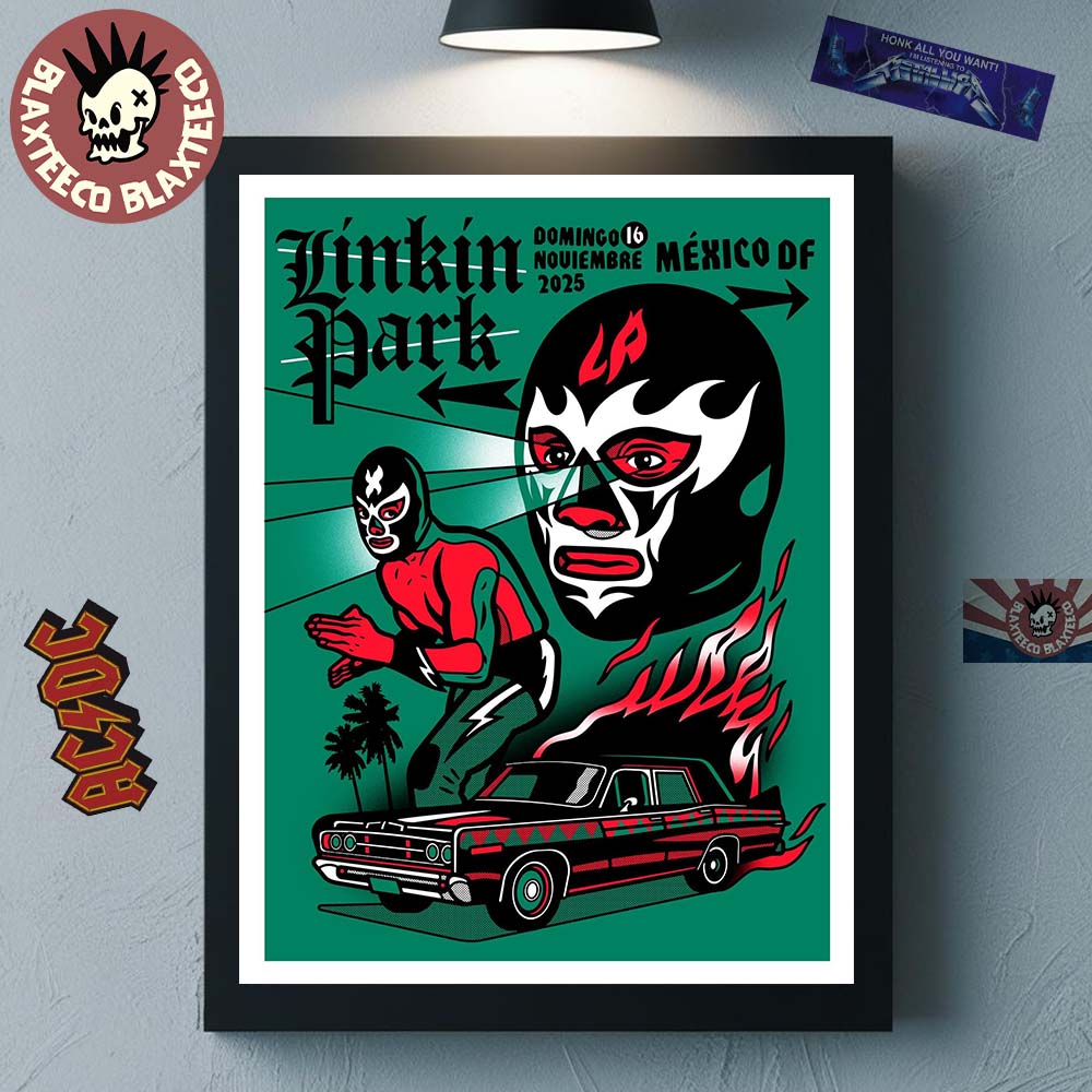 Linkin Park Mexico DF 2025 Venue Poster At Domingo On November 16 2025 Lucha Libre Art Home Decor Poster Canvas