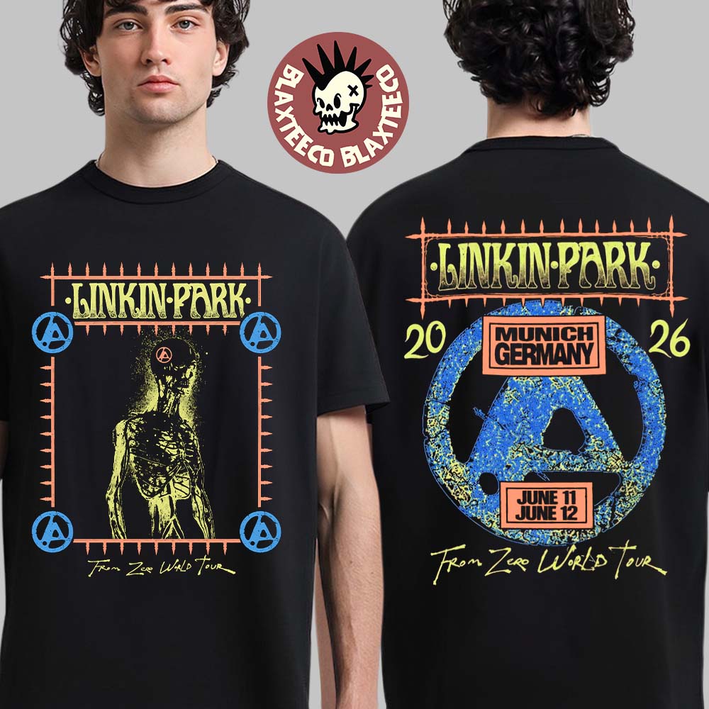 Linkin Park Munich Germany 2026 Exclusive City Tee At Allianz Arena On 11 And 12 June 2026 From Zero Skeleton T-Shirt