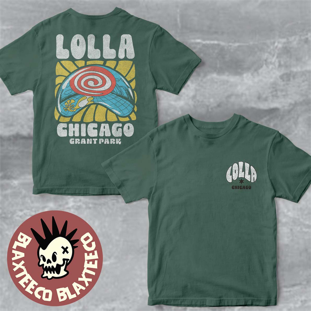 Lollapalooza Chicago 2026 Merch At Grant Park From July 30 To August 2 2026 Cloud Gate Bean Green T-Shirt