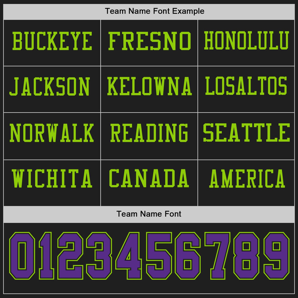 Custom Black Purple-Neon Green Long Sleeve Authentic Football Jersey