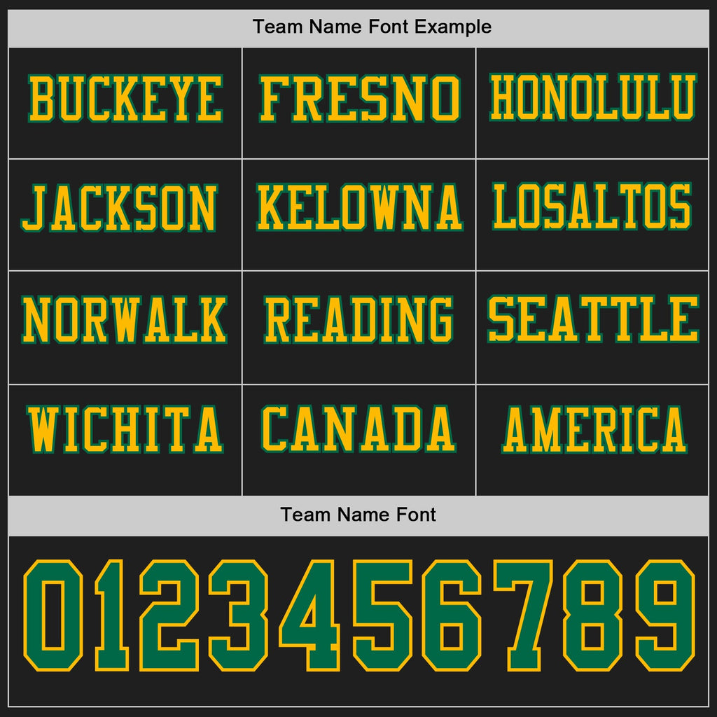 Custom Black Kelly Green-Gold Long Sleeve Authentic Football Jersey
