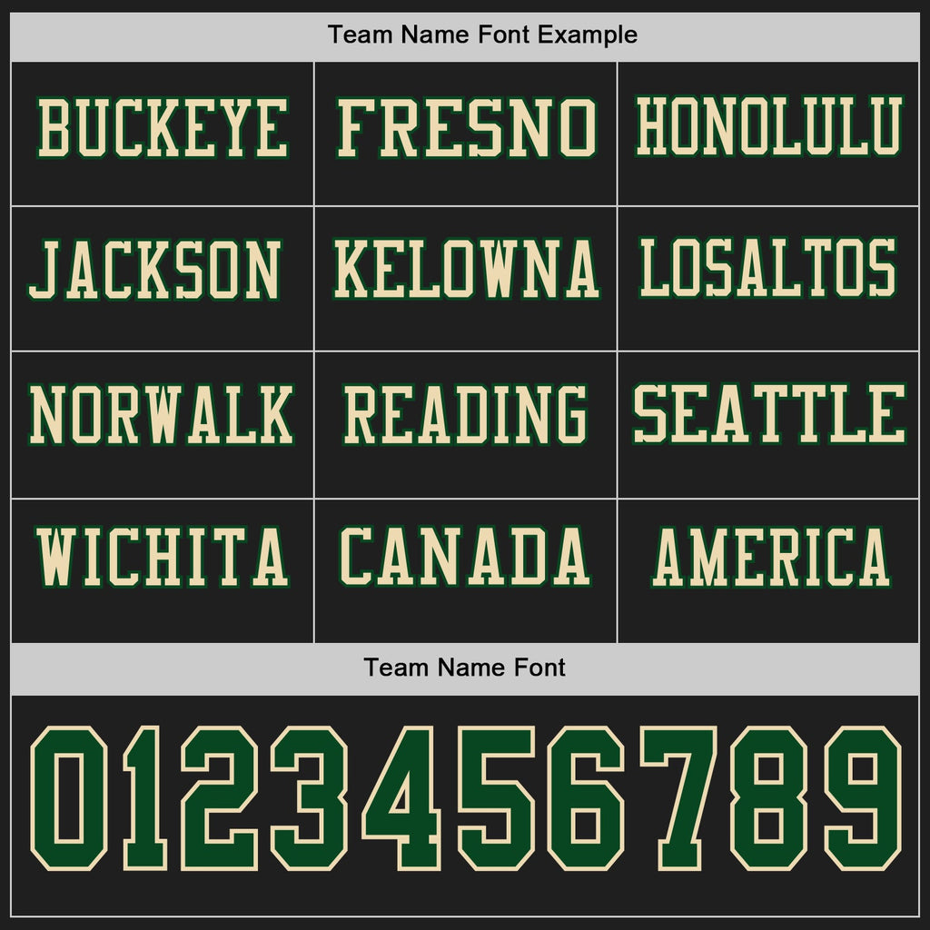 Custom Black Green-Cream Long Sleeve Authentic Football Jersey