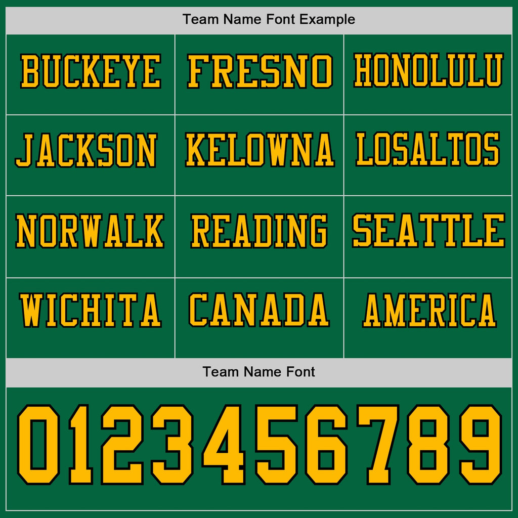 Custom Kelly Green Gold-Black Long Sleeve Authentic Football Jersey