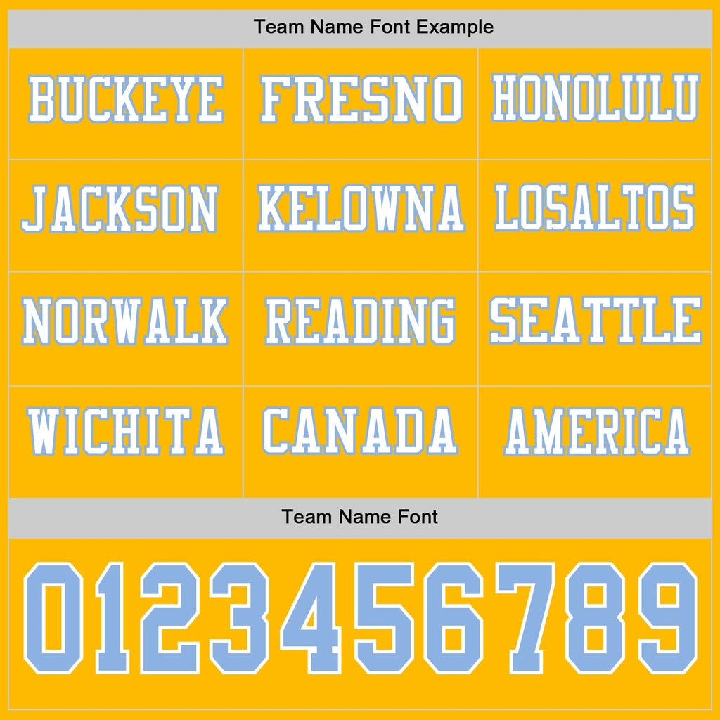 Custom Gold Light Blue-White Long Sleeve Authentic Football Jersey
