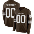 Custom Brwon White Long Sleeve Authentic Football Jersey