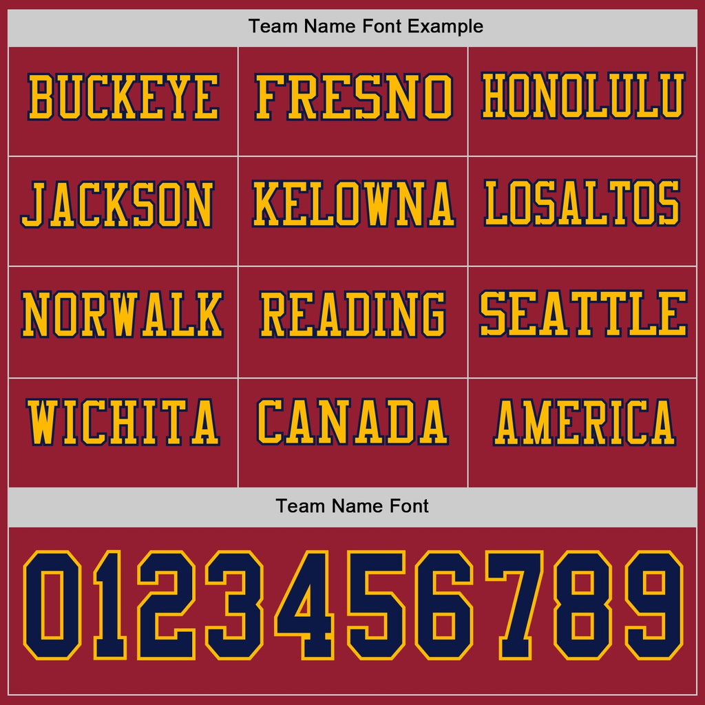 Custom Cardinal Navy-Gold Long Sleeve Authentic Football Jersey