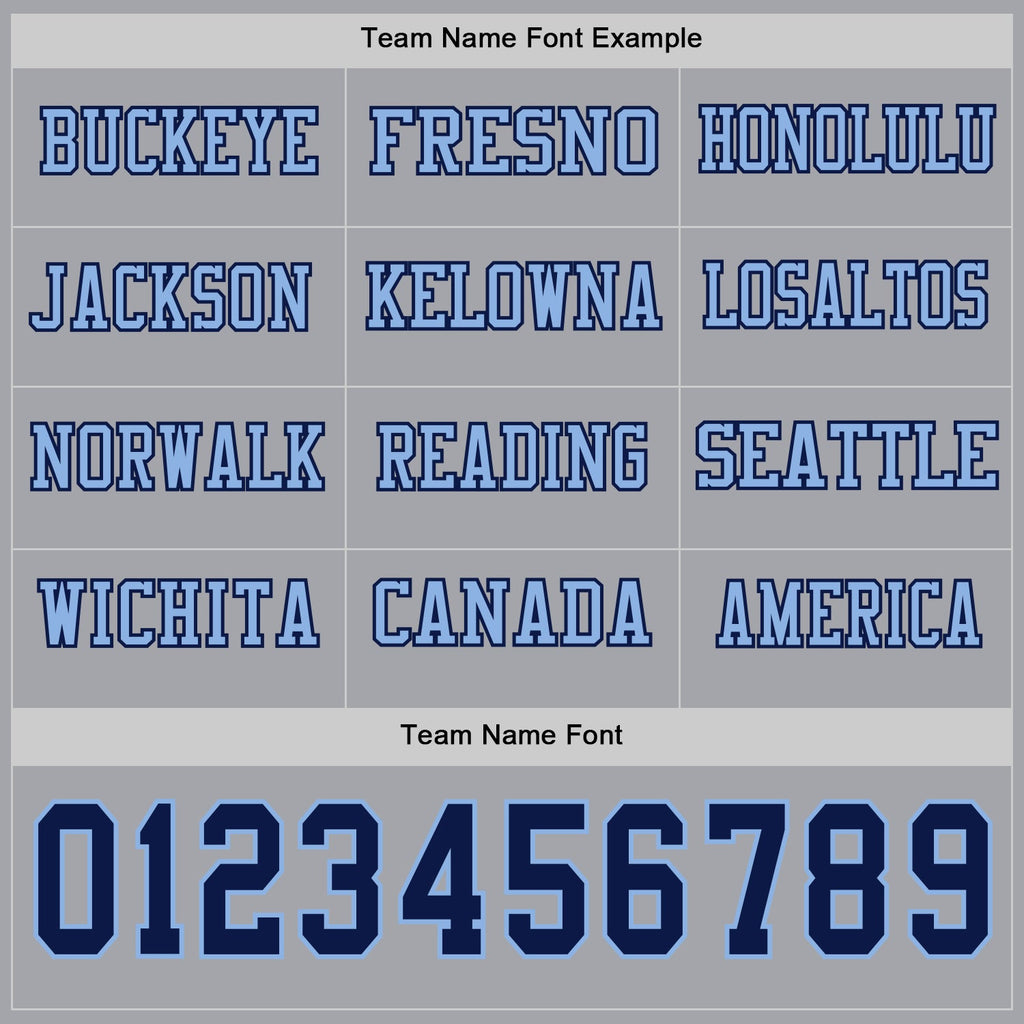 Custom Gray Navy-Light Blue Long Sleeve Authentic Football Jersey