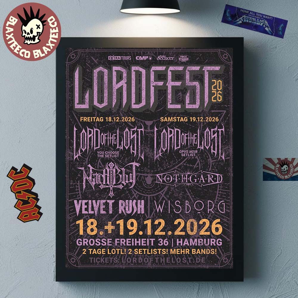 Lord Of The Lost Lordfest 2026 Full Lineup In Hamburg Germany At Grobe Freiheit 36 On December 18 19 2026 Poster Canvas