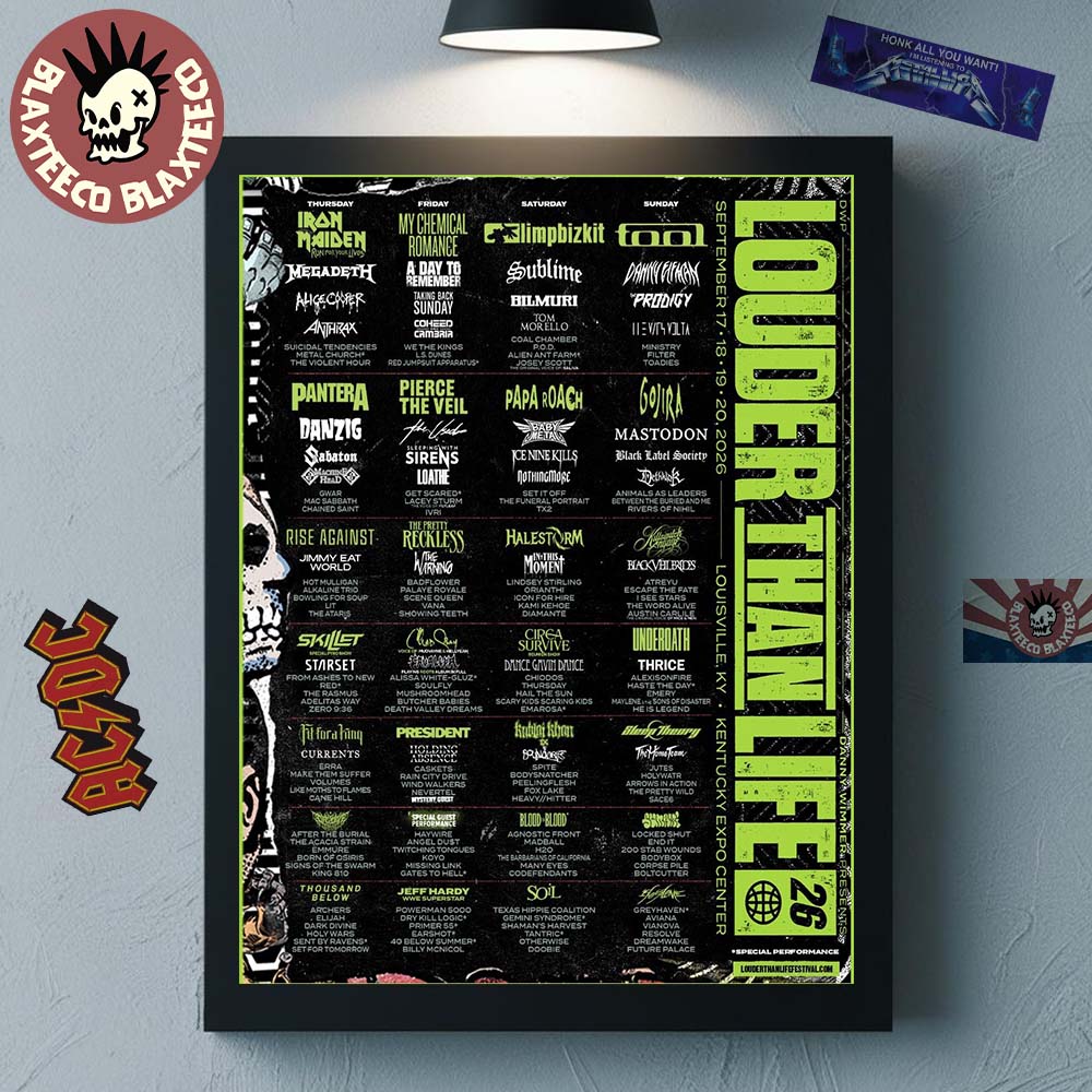 Louder Than Life 2026 Full Lineup Poster For Festival In Louisville Kentucky At Kentucky Expo Center On September 17 18 19 20 2026 Poster Canvas