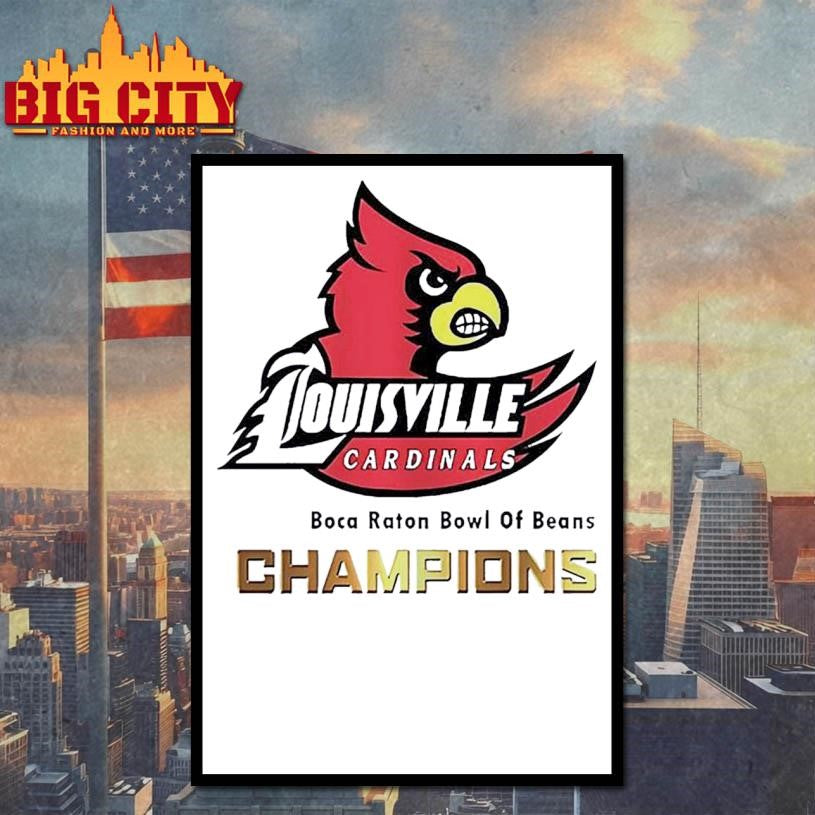 Louisville Football Roca Raton Bowl of Beans Champions logo Shirt