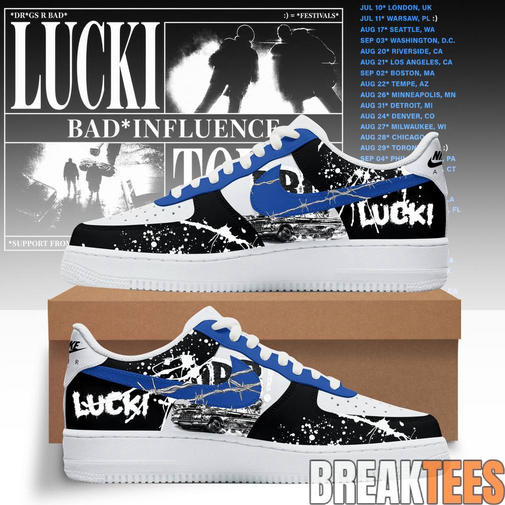 Lucki Bad Influence Tour 2026 Deep Blue Barbed Air Force 1 Shoes
