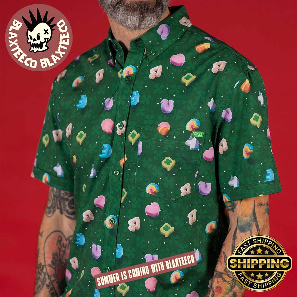 Lucky Charms RSVLTS Marshmallow Madness Green Hawaiian Shirt
