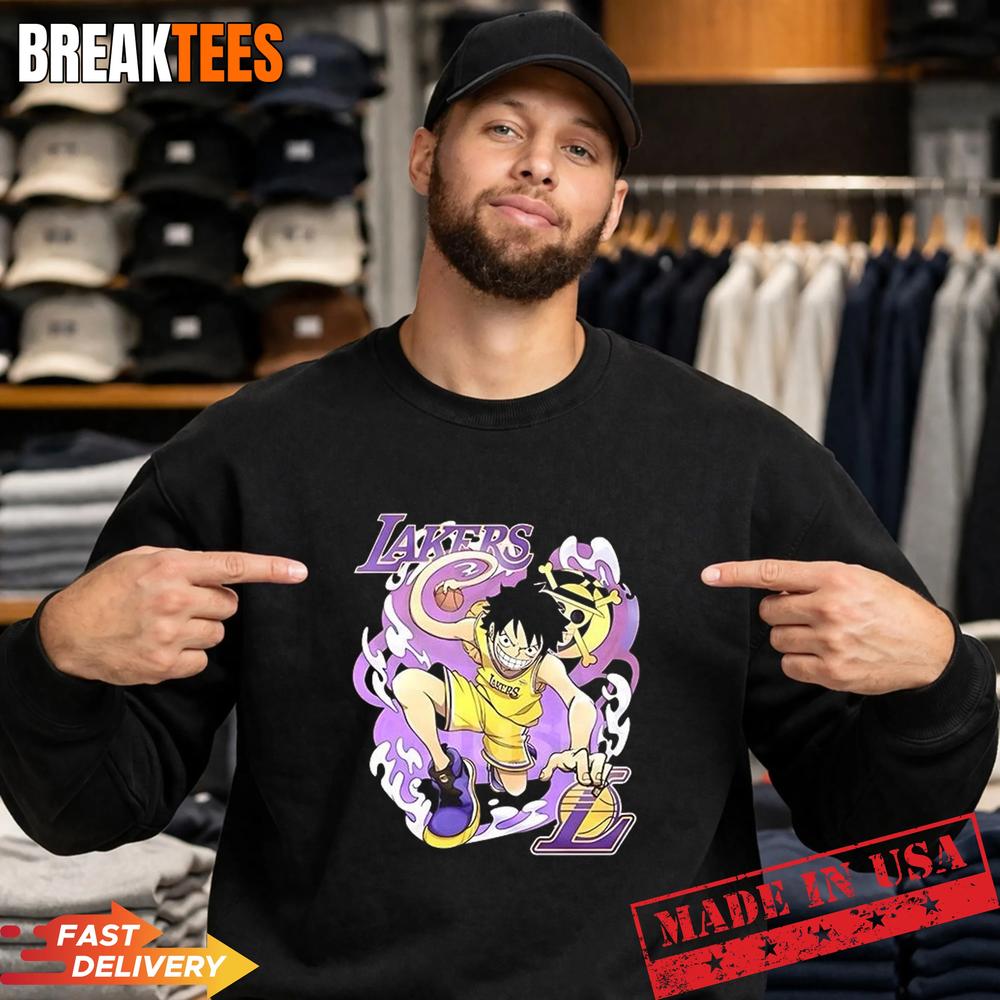 Luffy Los Angeles Lakers One Piece anime T-Shirt