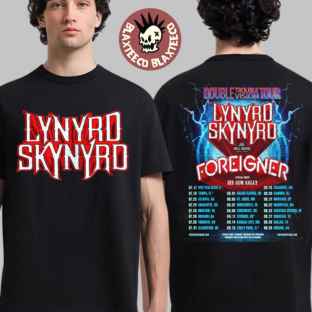 Lynyrd Skynyrd Double Trouble Vision Tour 2026 North America City Dates Two Sided T-Shirt