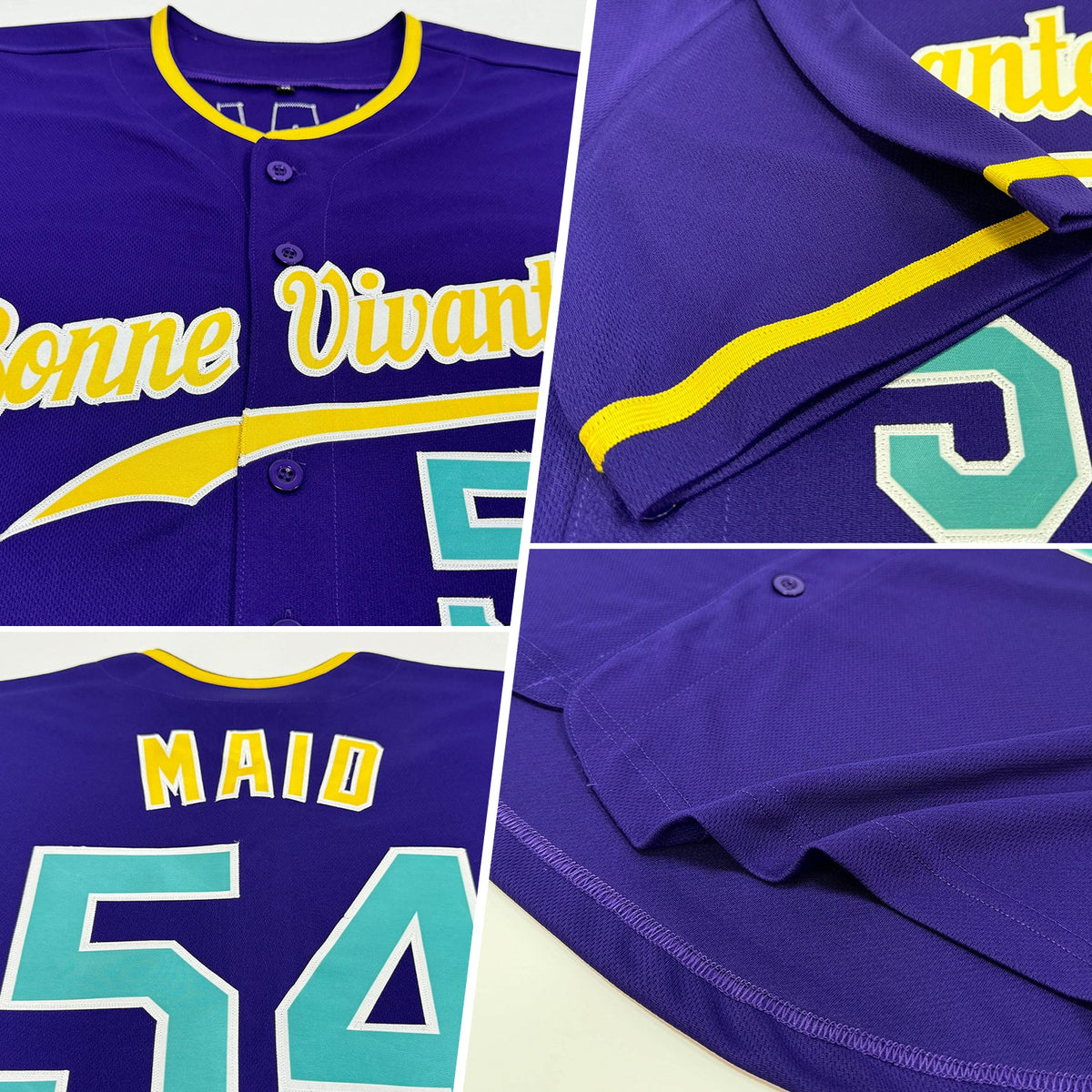 Custom Purple Aqua-Gold Authentic Baseball Jersey