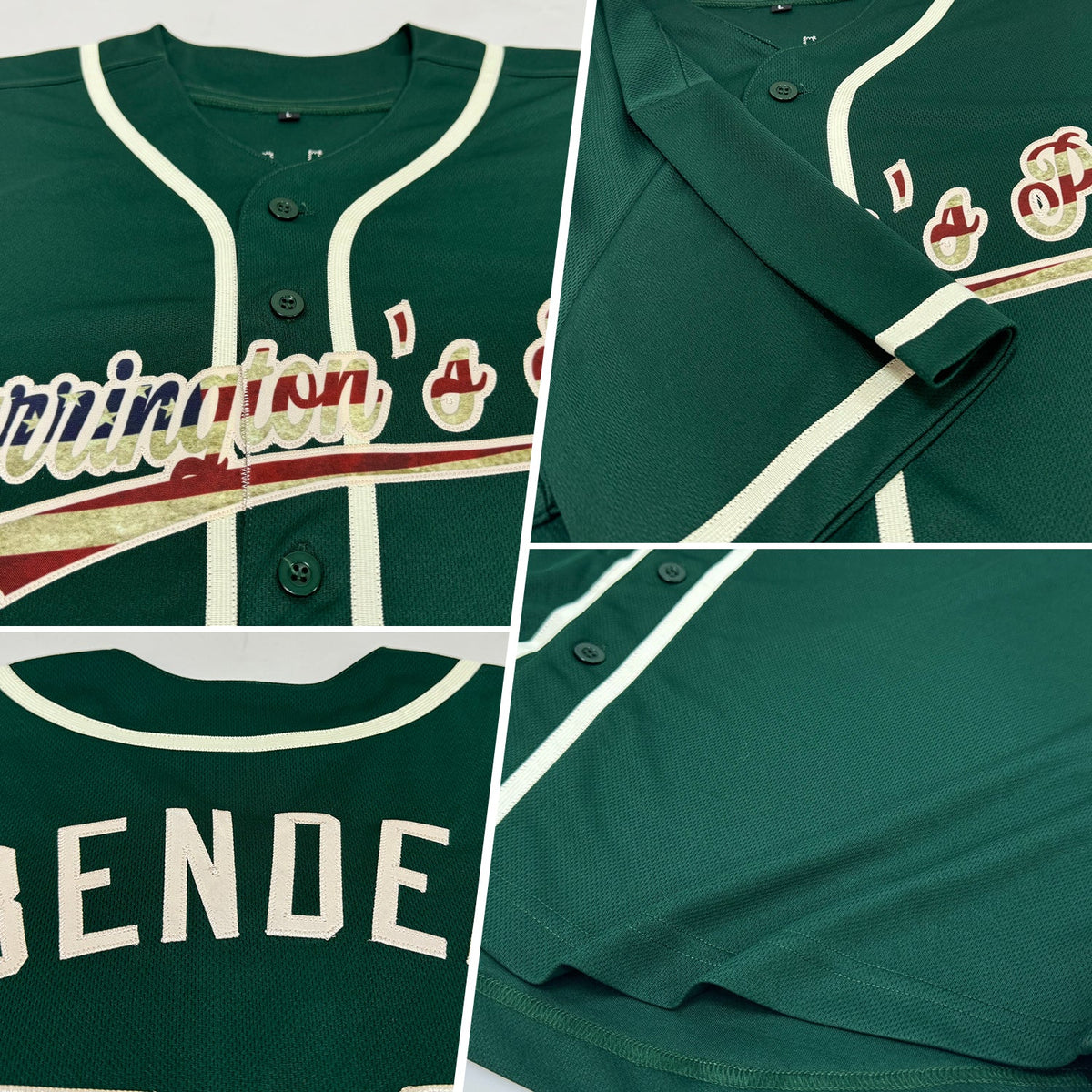 Custom Green Vintage USA Flag-Cream Authentic Baseball Jersey