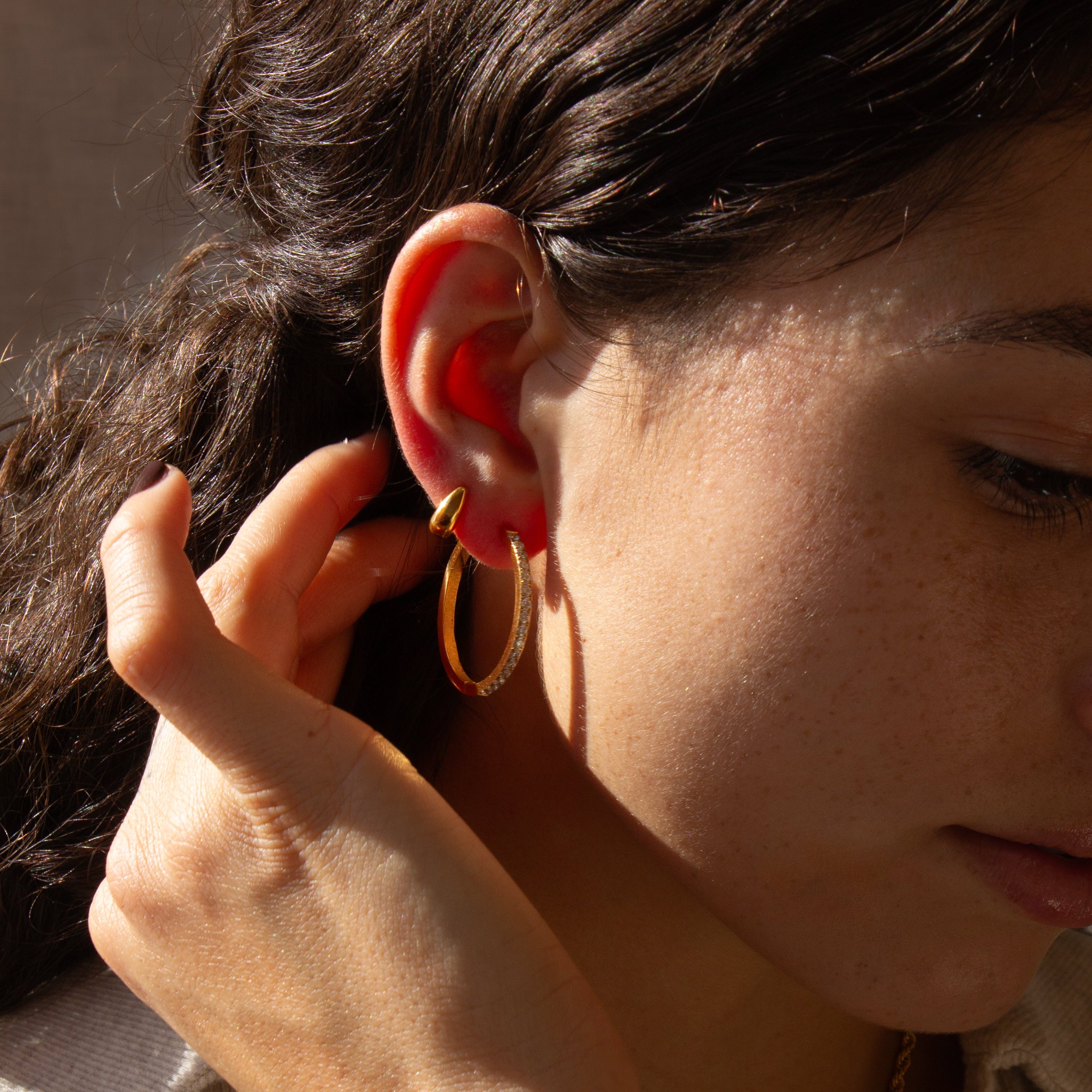 Medium Classic Diamond Hoop Earrings