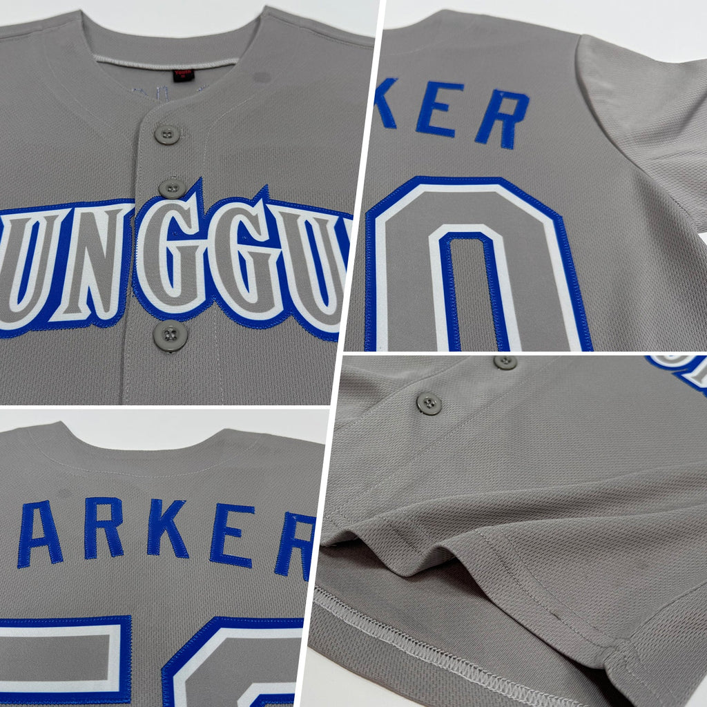 Custom Gray Gray Royal Authentic Baseball Jersey