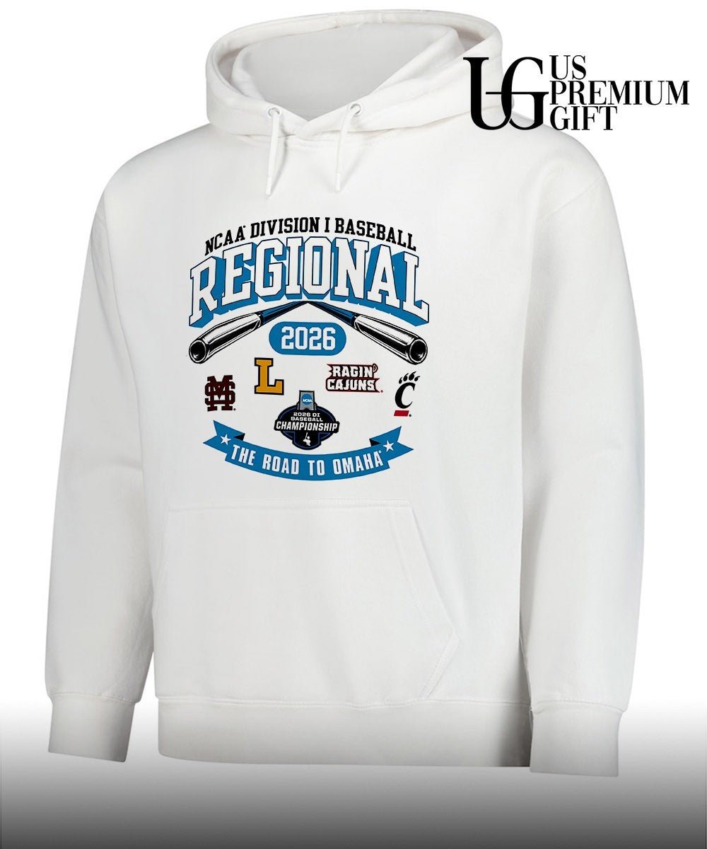 MSU and Lipscomb Bisons and Louisiana Ragin’ Cajuns and Cincinnati Bearcats Baseball Regional Division I NCAA 2026 The Road to Omaha shirt
