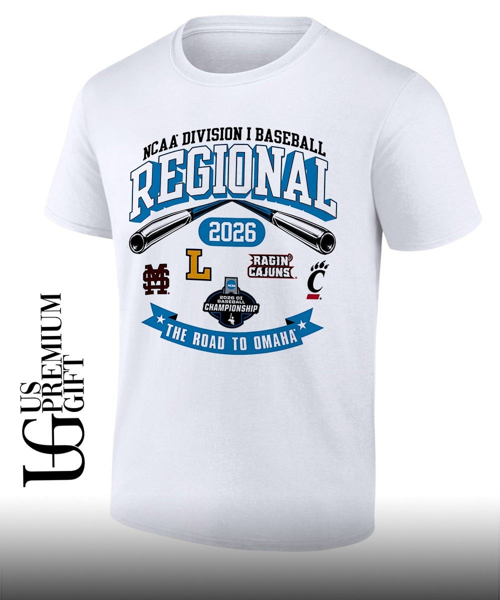 MSU and Lipscomb Bisons and Louisiana Ragin’ Cajuns and Cincinnati Bearcats Baseball Regional Division I NCAA 2026 The Road to Omaha shirt