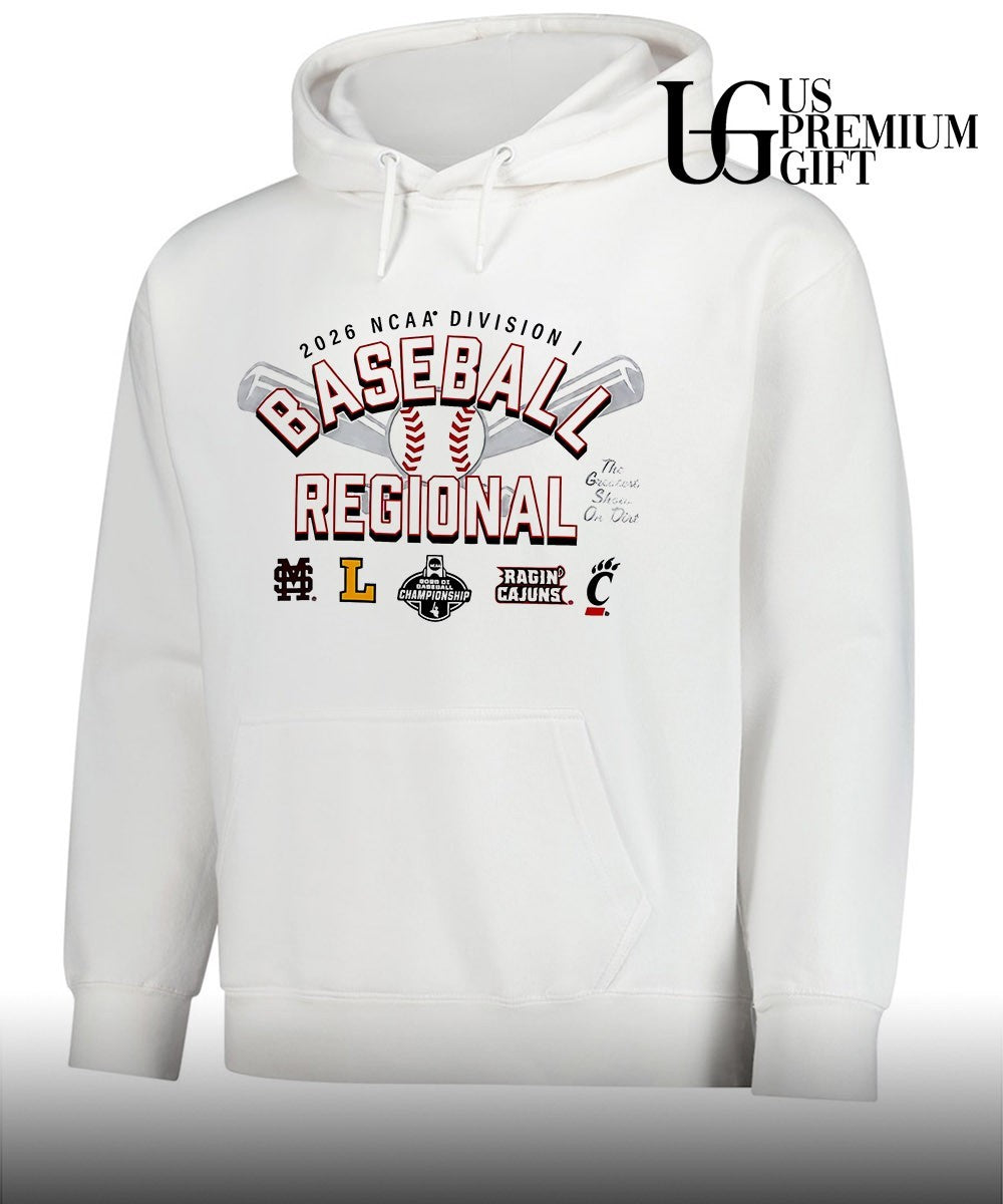 MSU and Lipscomb Bisons and Louisiana Ragin’ Cajuns and Cincinnati Bearcats Baseball Regional Division I NCAA 2026 logo shirt