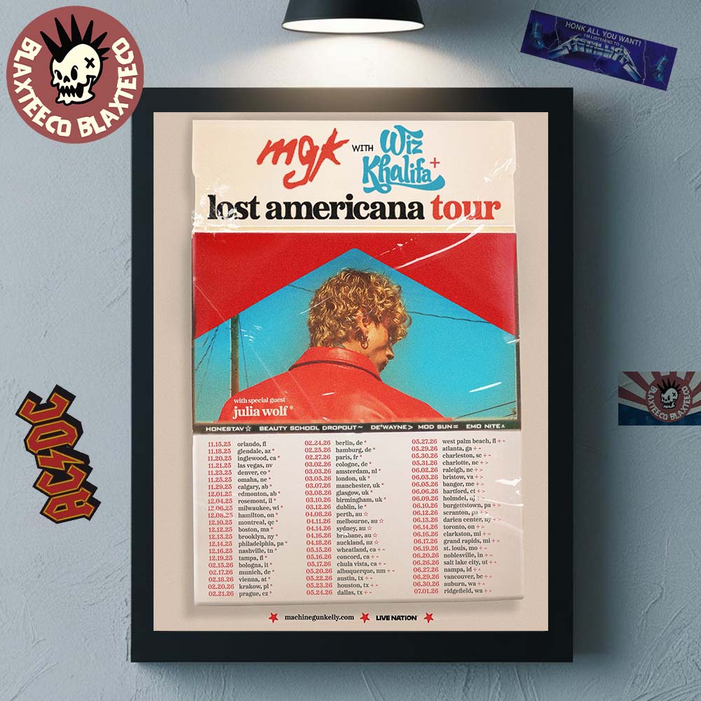 Machine Gun Kelly MGK Lost Americana Tour 2025 2026 Schedule Dates Home Decor Poster Canvas