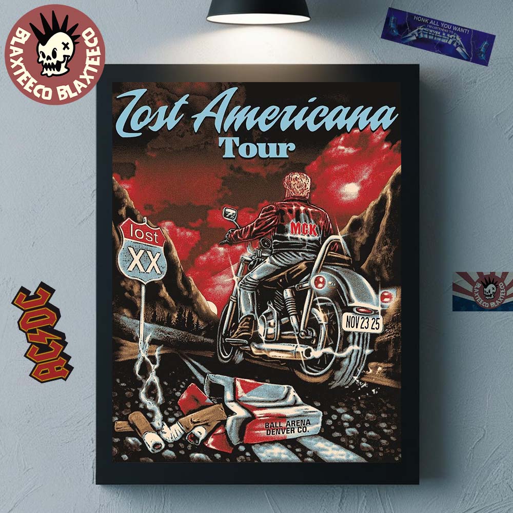Machine Gun Kelly MGK Lost Americana Tour 2025 Poster For Denver Colorado At Ball Arena On November 23 2025 Second Version Decor Poster Canvas