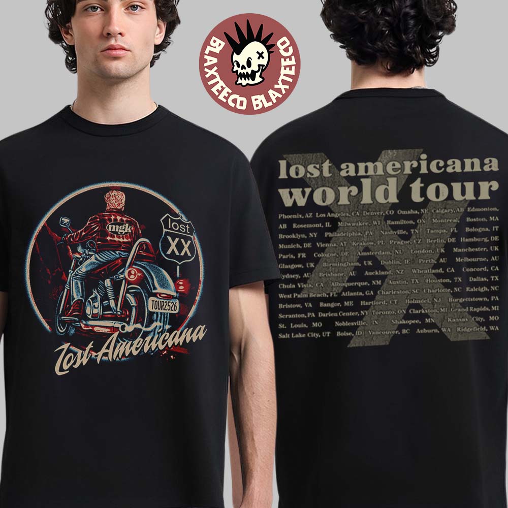 Machine Gun Kelly MGK Lost Americana World Tour 2026 Merch Motorcyle Tour T-Shirt