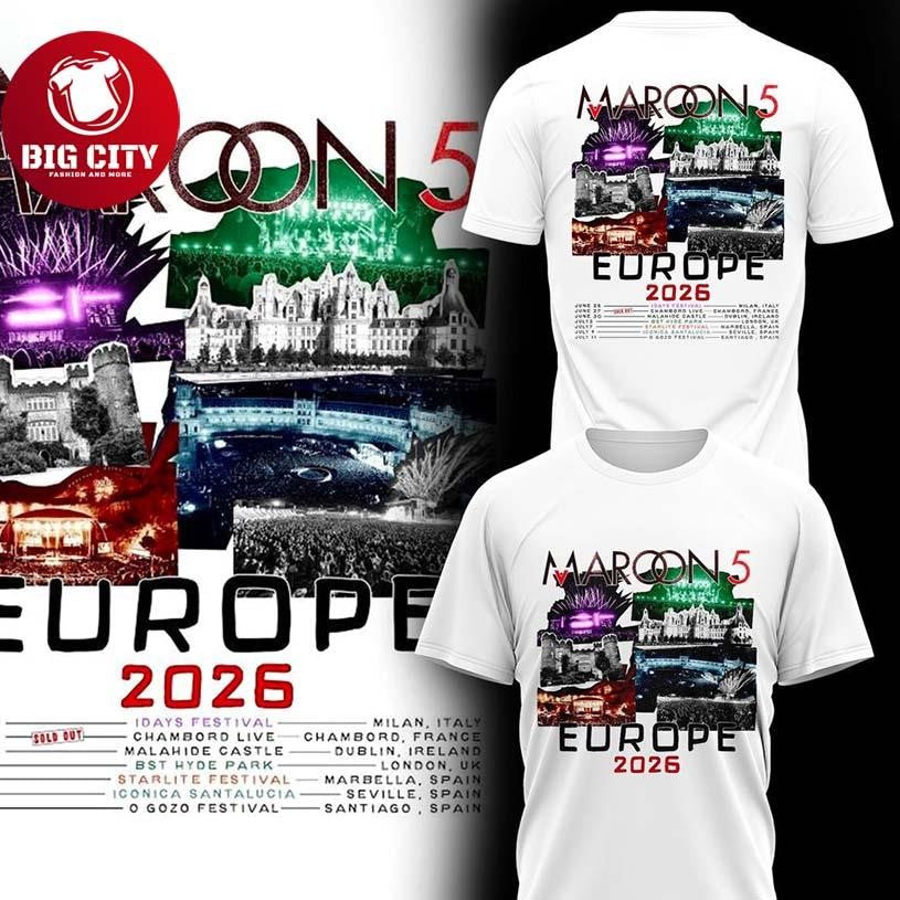 Maroon 5 Europe Tour 2026 Two Sided Shirt