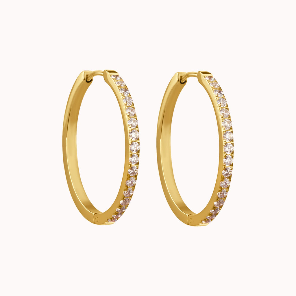 Medium Classic Diamond Hoop Earrings
