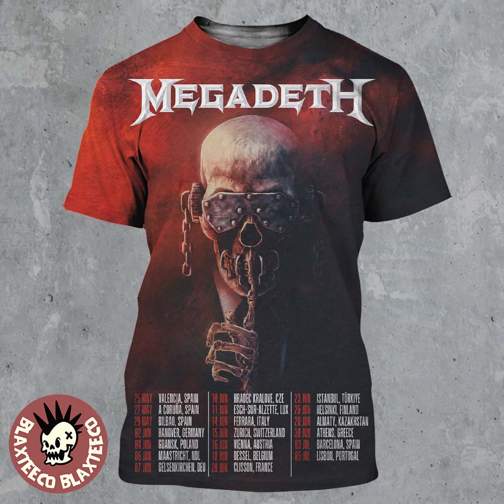 Megadeth 2026 Farewell Tour Europe Schedule Dates All Over Print Shirt