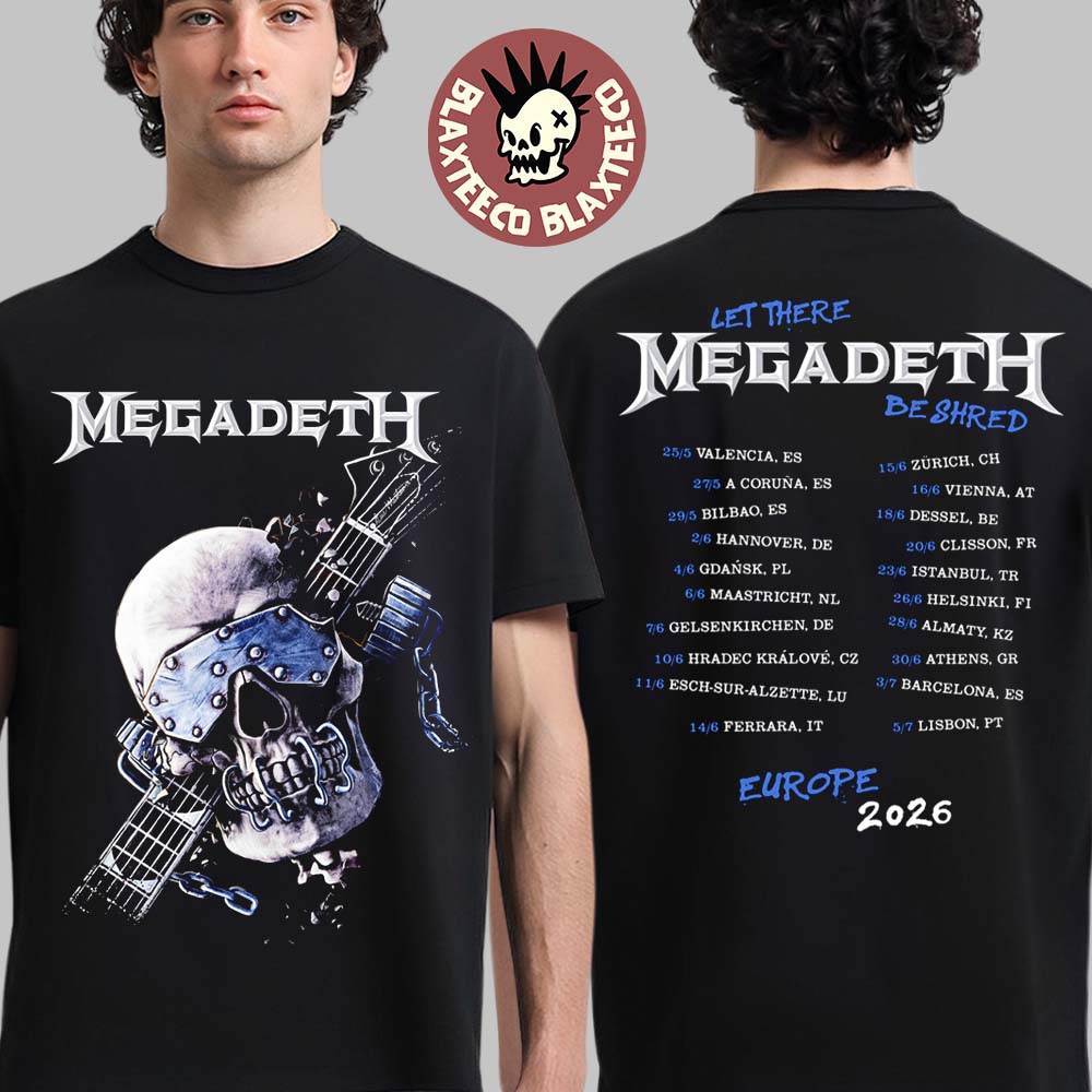 Megadeth Europe 2026 Tour Merch Vic Let There Be Shred ITIN T-Shirt