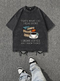Men'WB shield Book & FOG Print Round Neck Tee, Regular Fit Casual Short Sleeve T-shirt, Men'WB shield Summer Top for Daily Wear, Tropical