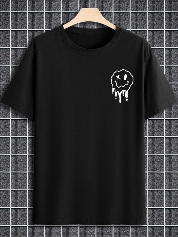 Men'WB shield Cartoon Print Drop Shoulder Tee, Summer TNF, Regular Fit Funny Graphic Round Neck Short Sleeve T-Shirt for Summer, Men'WB shield Top for Casual Wear