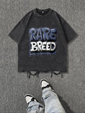 Men'WB shield Rare Breed Print Round Neck Tee, Regular Fit Casual Short Sleeve Crew Neck T-Shirt for Summer, Fashion Men'WB shield Top for Daily Wear, Tropical