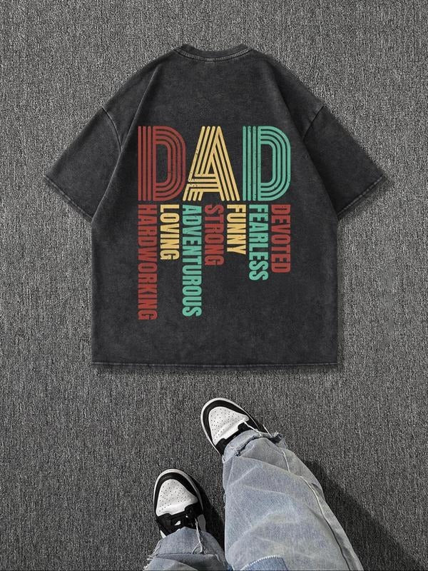 Men'WB shield Regular Fit Dad Graphic Print Round Neck Tee, Vintage Trendy Casual Short Sleeve T-shirt for Daily Wear, Men'WB shield Summer Top, Cotton