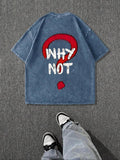 Men'WB shield Regular Fit Denim-effect Print Short Sleeve Graphic Tee, Casual Street Round Neck T-shirt for Summer, Fashion Men'WB shield Top for Daily Wear, Tropical, Cotton