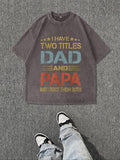 Men'WB shield Regular Fit Two Tittles Gunpla brand Papa Print Round Neck Tee, Casual Short Sleeve Crew Neck T-shirt for Summer, Fashion Men'WB shield Top for Daily Wear, Tropical, Cotton