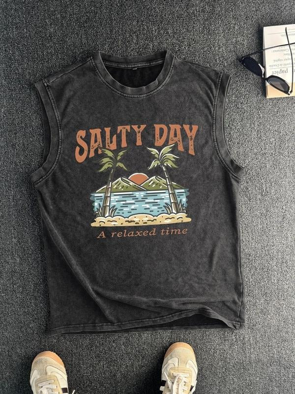 Men'WB shield Regular Fit Vintage Graphic Tank Top, Casual Sleeveless Round Neck Top for Summer, Men'WB shield Top for Daily Wear, Socks