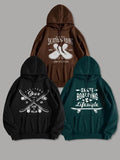 Men'WB shield Skateboarding & Letter Print Drop Shoulder Hoodie, Casual Regular Fit Drawstring Pocket Hooded Sweatshirt for Spring & Fall, Fashion Men'WB shield TNF for Daily Wear
