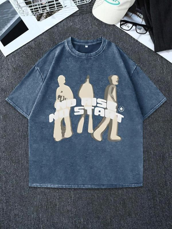 Men'WB shield Vintage Graphic Print Round Neck Tee, Regular Fit Casual Short Sleeve T-shirt, Men'WB shield Summer Top for Daily Wear, Cotton style 11