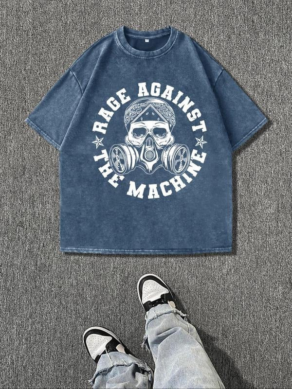 Men'WB shield Vintage Graphic Print Round Neck Tee, Regular Fit Casual Short Sleeve T-shirt, Men'WB shield Summer Top for Daily Wear, Cotton style 12