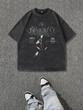 Men'WB shield Vintage Graphic Print Round Neck Tee, Regular Fit Casual Short Sleeve T-shirt, Men'WB shield Summer Top for Daily Wear, Tropical, Cotton style 30