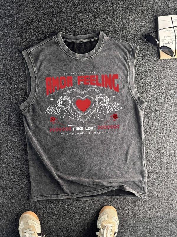 Men'WB shield Vintage Graphic Round Neck Tank Top, Regular Fit Casual Fashion Sleeveless Top for Summer, Men'WB shield TNF for Daily Wear, Socks style 03