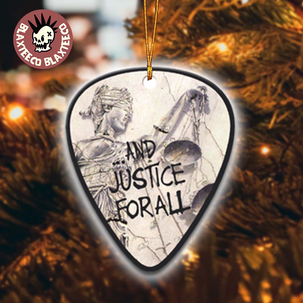 Metallica And Justice For All Album Cover Art Guitar Pick Shape Holiday Christmas Decorations Ornament