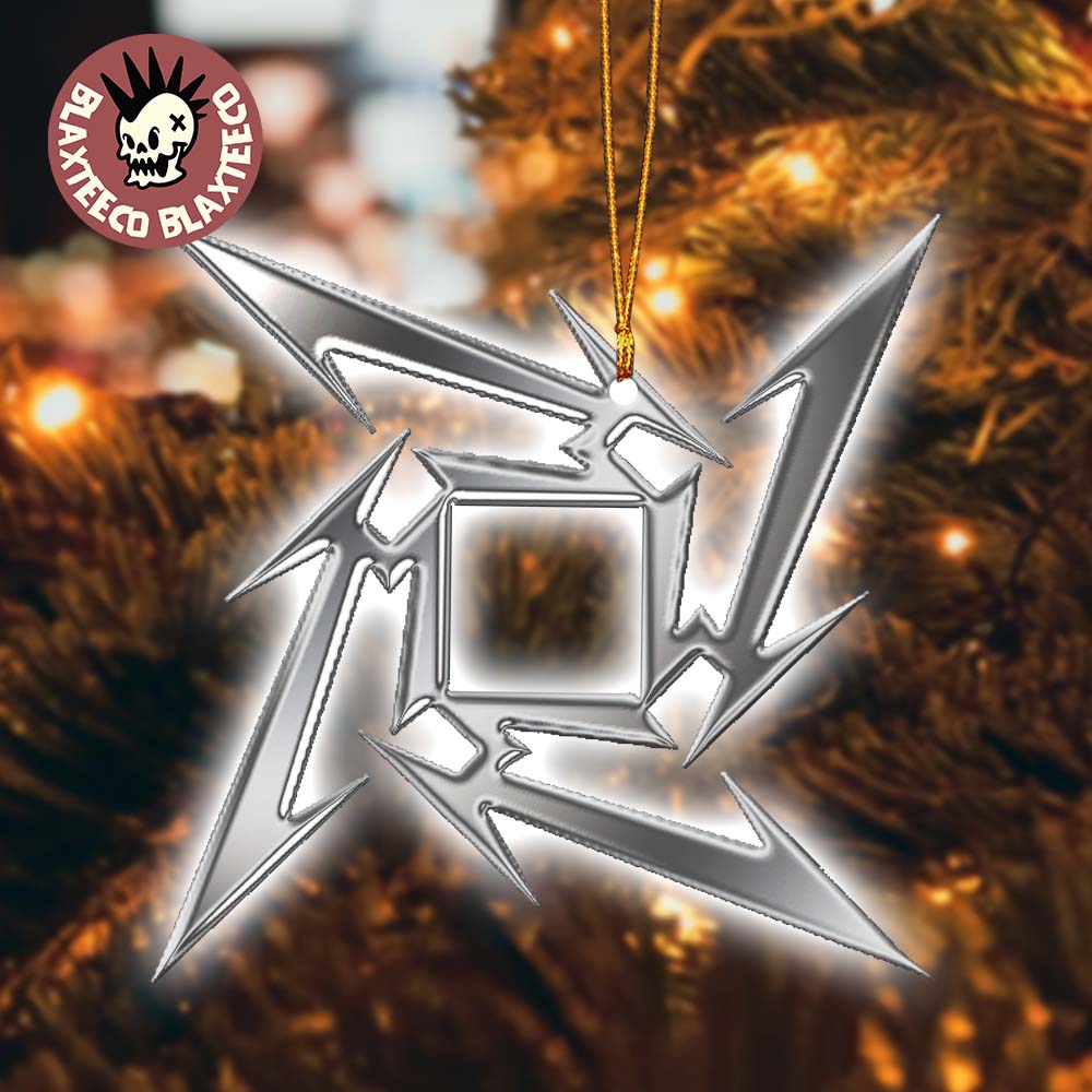 Metallica Chrome Ninja Star Logo Holiday Christmas Decorations Ornament