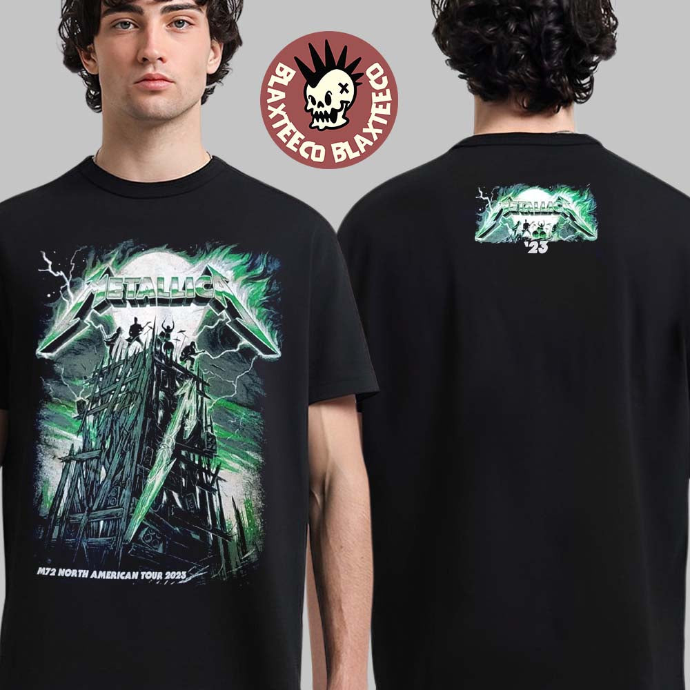 Metallica East Rutherford New Jersey Pop Up Tee Night 2 M72 North American Tour 2023 At Met Life Stadium On August 6 Green Version Two Sides Unisex T-Shirt